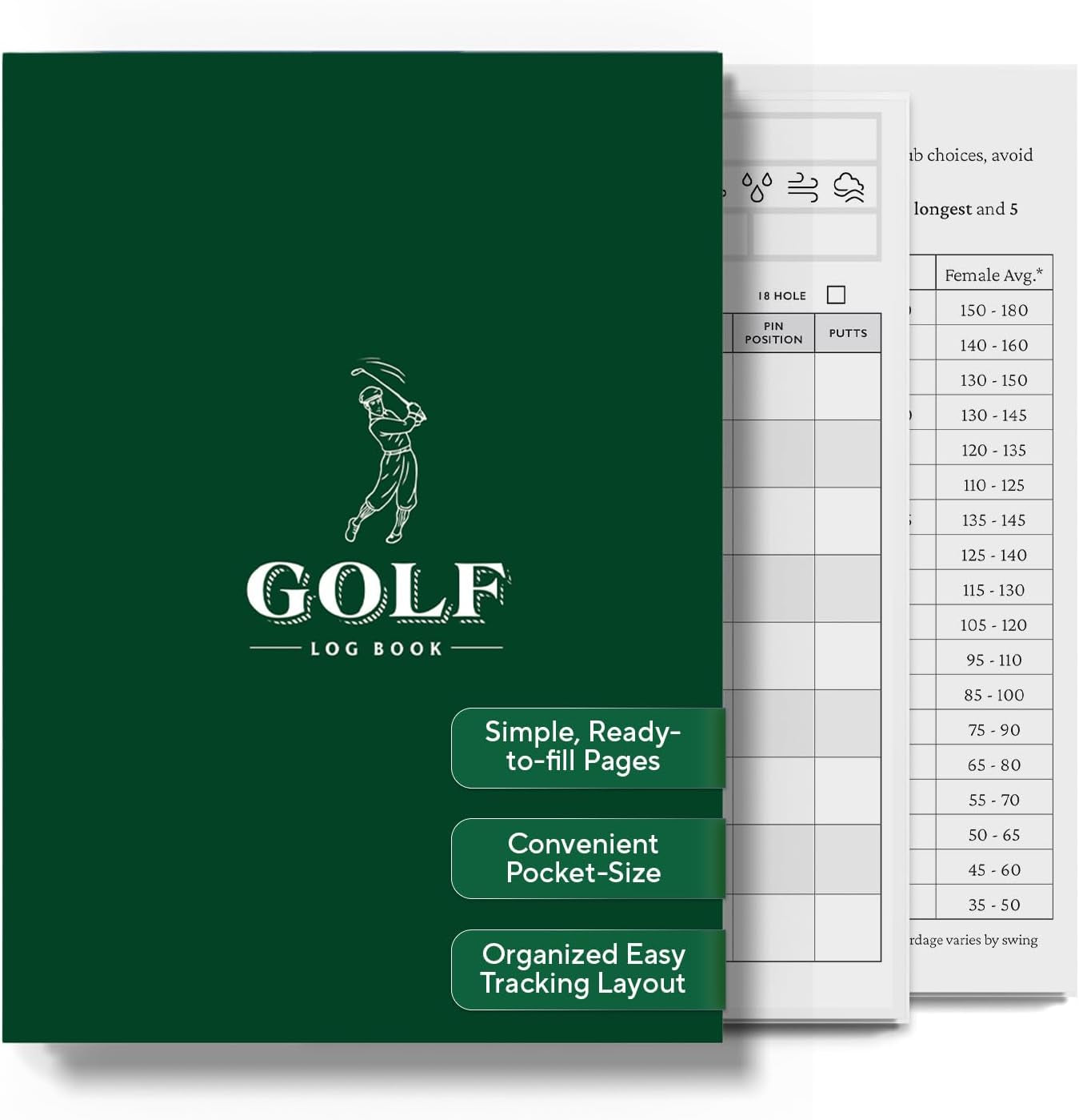 Golf Log Book – Pocket Golf Yardage Book & Golf Score Book – Golf Gifts for Men, Golf Accessories, Golf Tracker & Notebook – Ideal Dad Golf Gift, Golf Score Cards, Boys Golf & Father’S Day Present