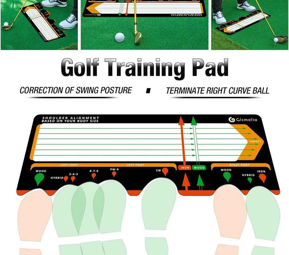 Golf Training Mat for Beginners | Posture Assistance and Entry-Level Stance Corrector Trainer with Golf Training Aid and Practice Mats(Black)