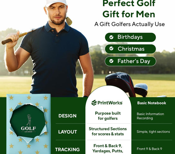 Golf Log Book – Pocket Golf Yardage Book & Golf Score Book – Golf Gifts for Men, Golf Accessories, Golf Tracker & Notebook – Ideal Dad Golf Gift, Golf Score Cards, Boys Golf & Father’S Day Present