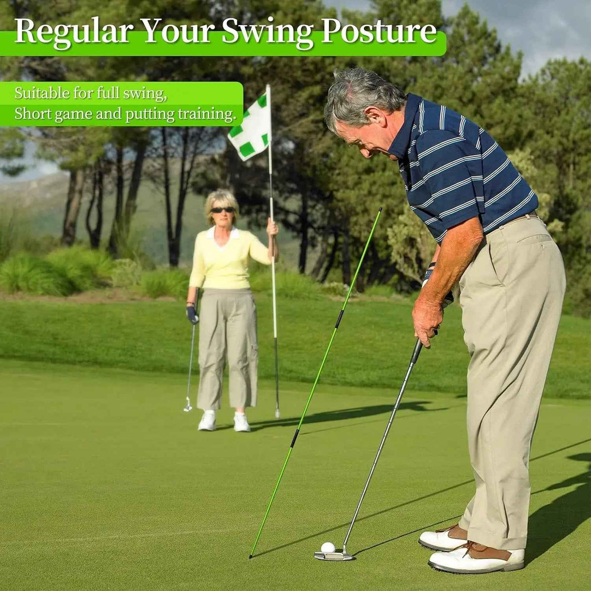 Golf Alignment Stick, 2 Set Golf Alignment Rods, 48" Collapsible Alignment Stick Golf Training Aid for Aiming, Putting, Posture Corrector, Golf Practice Sticks with Clear Tube Case