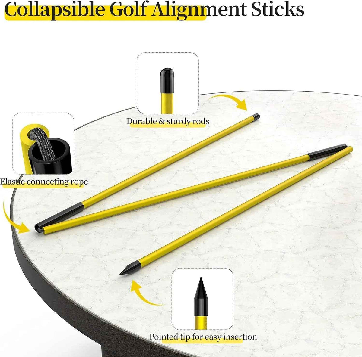Golf Alignment Stick, 2 Set Golf Alignment Rods, 48" Collapsible Alignment Stick Golf Training Aid for Aiming, Putting, Posture Corrector, Golf Practice Sticks with Clear Tube Case