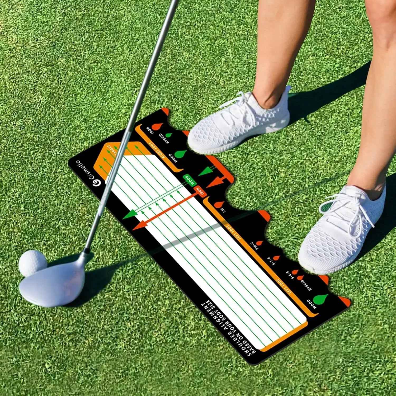 Golf Training Mat for Beginners | Posture Assistance and Entry-Level Stance Corrector Trainer with Golf Training Aid and Practice Mats(Black)