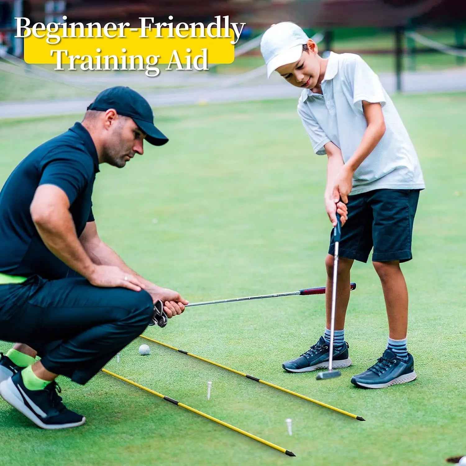 Golf Alignment Stick, 2 Set Golf Alignment Rods, 48" Collapsible Alignment Stick Golf Training Aid for Aiming, Putting, Posture Corrector, Golf Practice Sticks with Clear Tube Case