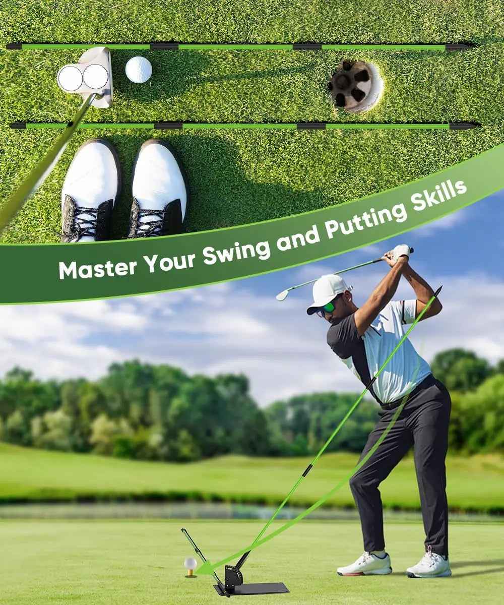 Jsikan Pro Golf Alignment Sticks System with Holder Angle Plate, Golf Trainer Aid Teaching Equipment for Aiming, Putting, Swing, Essentials Golf Gifts Accessories for Men and Women