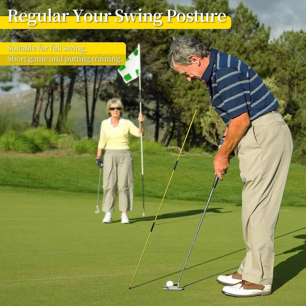 Golf Alignment Stick, 2 Set Golf Alignment Rods, 48" Collapsible Alignment Stick Golf Training Aid for Aiming, Putting, Posture Corrector, Golf Practice Sticks with Clear Tube Case