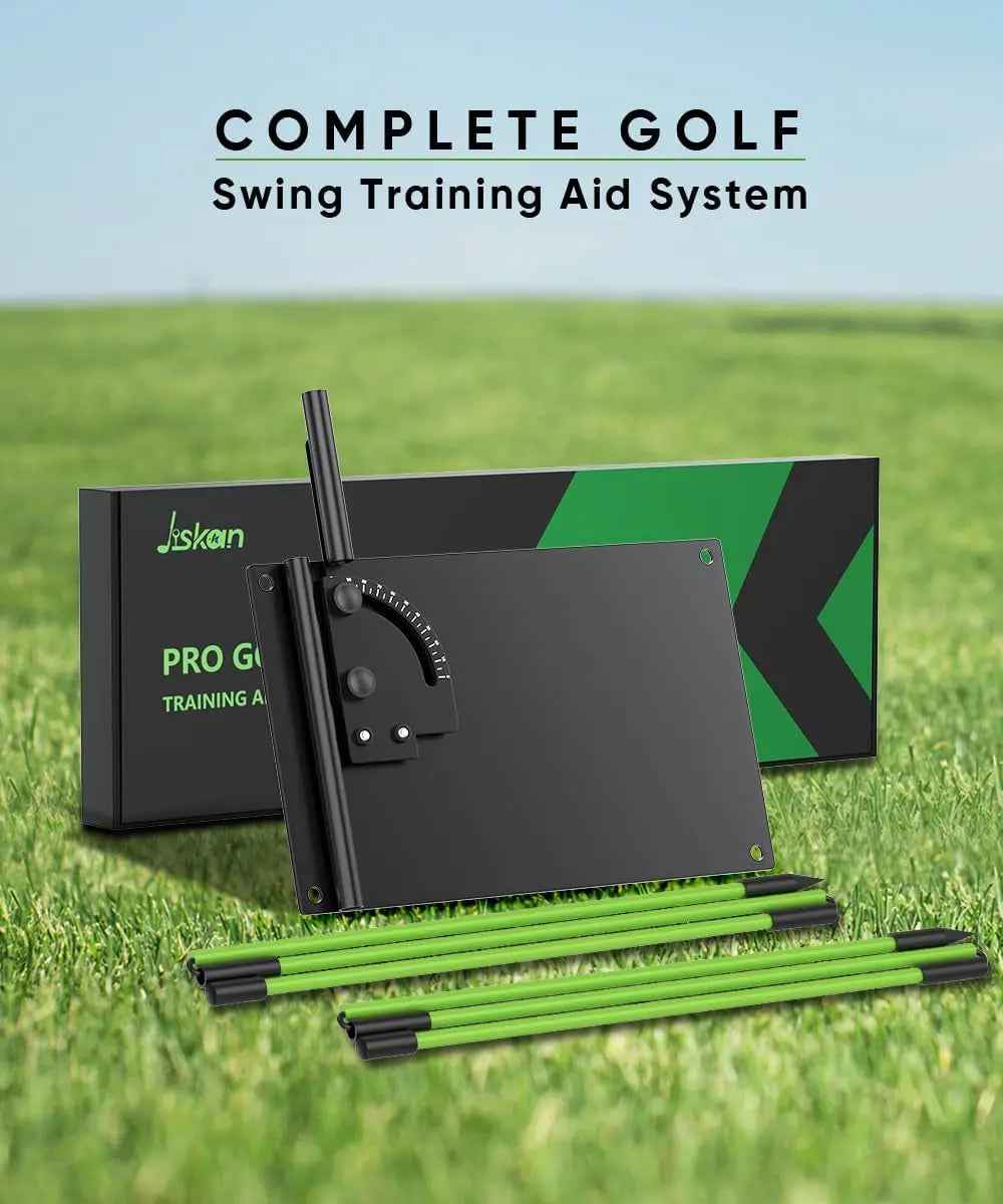Jsikan Pro Golf Alignment Sticks System with Holder Angle Plate, Golf Trainer Aid Teaching Equipment for Aiming, Putting, Swing, Essentials Golf Gifts Accessories for Men and Women