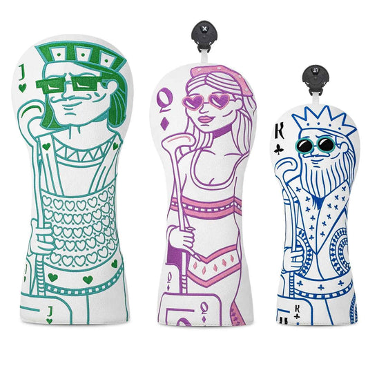 Playing Card Series Golf Club Cover Set JQK Creative PU Leather Golf Head Protector