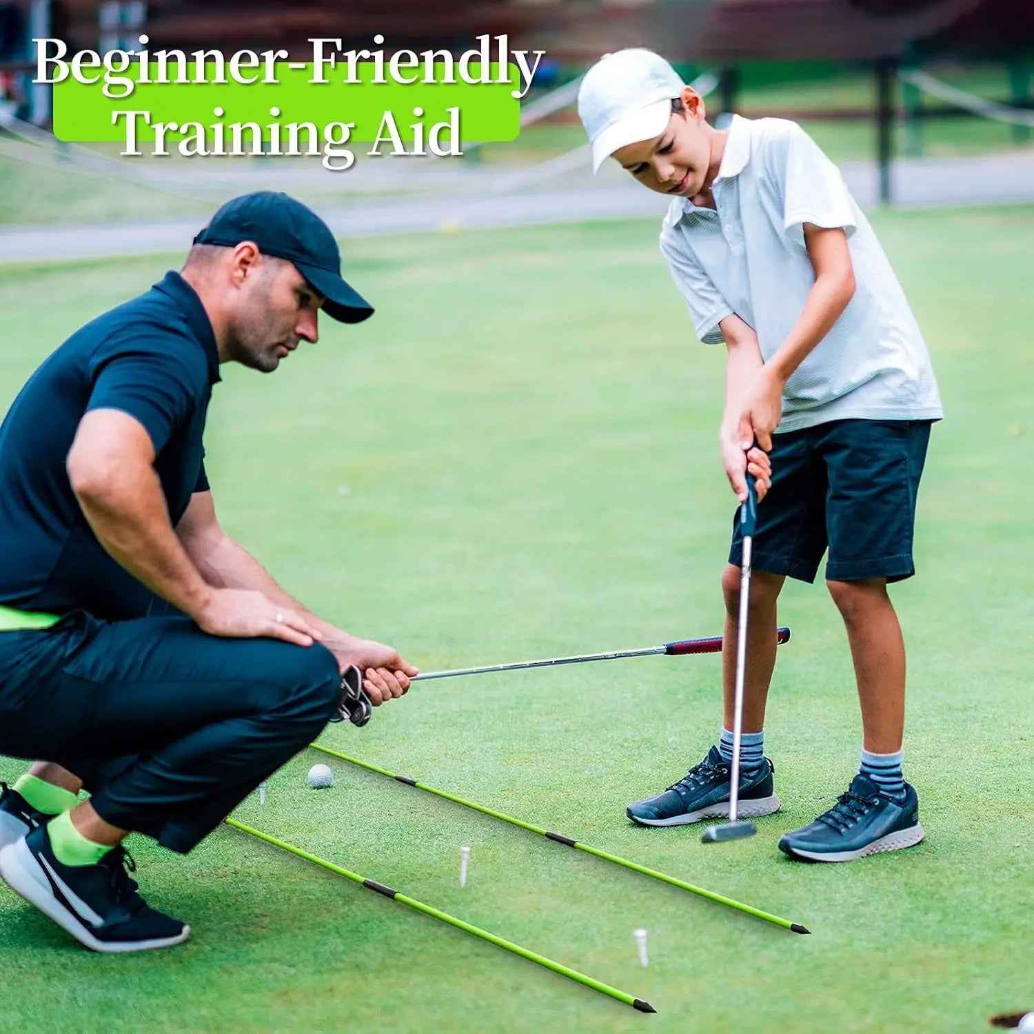 Golf Alignment Stick, 2 Set Golf Alignment Rods, 48" Collapsible Alignment Stick Golf Training Aid for Aiming, Putting, Posture Corrector, Golf Practice Sticks with Clear Tube Case