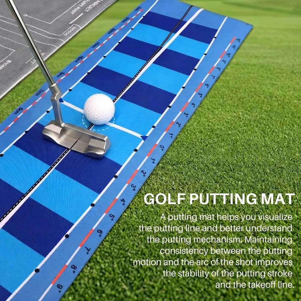Golf Putting Mat & Golf Stance Training Towel Set, a Golf Putting Practice Aid to Improve Stance and Putting Accuracy - Suitable for Beginners and Golfers Who Need to Improve.