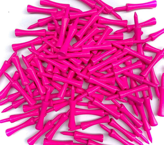 X100 Pcs Bamboo Pink Castle Golf Tees 59Mm Biodegradable Eco Friendly Sustainable