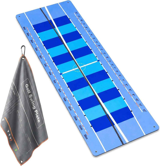 Golf Putting Mat & Golf Stance Training Towel Set, a Golf Putting Practice Aid to Improve Stance and Putting Accuracy - Suitable for Beginners and Golfers Who Need to Improve.