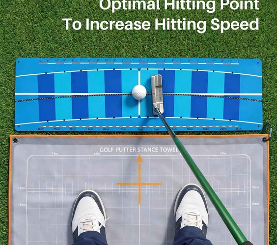 Golf Putting Mat & Golf Stance Training Towel Set, a Golf Putting Practice Aid to Improve Stance and Putting Accuracy - Suitable for Beginners and Golfers Who Need to Improve. - North Fairways