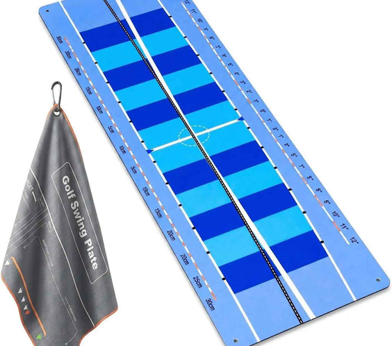 Golf Putting Mat & Golf Stance Training Towel Set, a Golf Putting Practice Aid to Improve Stance and Putting Accuracy - Suitable for Beginners and Golfers Who Need to Improve. - North Fairways