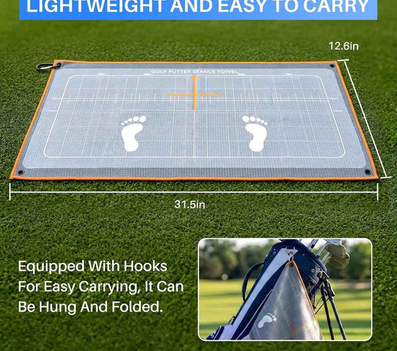 Golf Putting Mat & Golf Stance Training Towel Set, a Golf Putting Practice Aid to Improve Stance and Putting Accuracy - Suitable for Beginners and Golfers Who Need to Improve. - North Fairways
