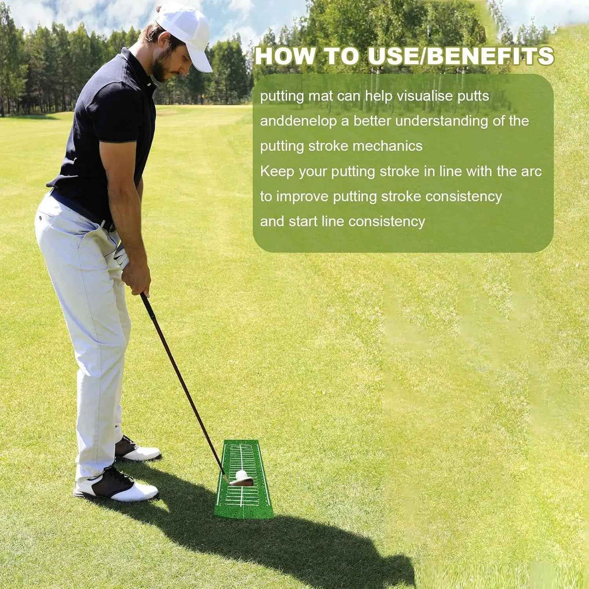 Golf Putting Mat Indoor 30X8.27 Inch Alignment Track - North Fairways