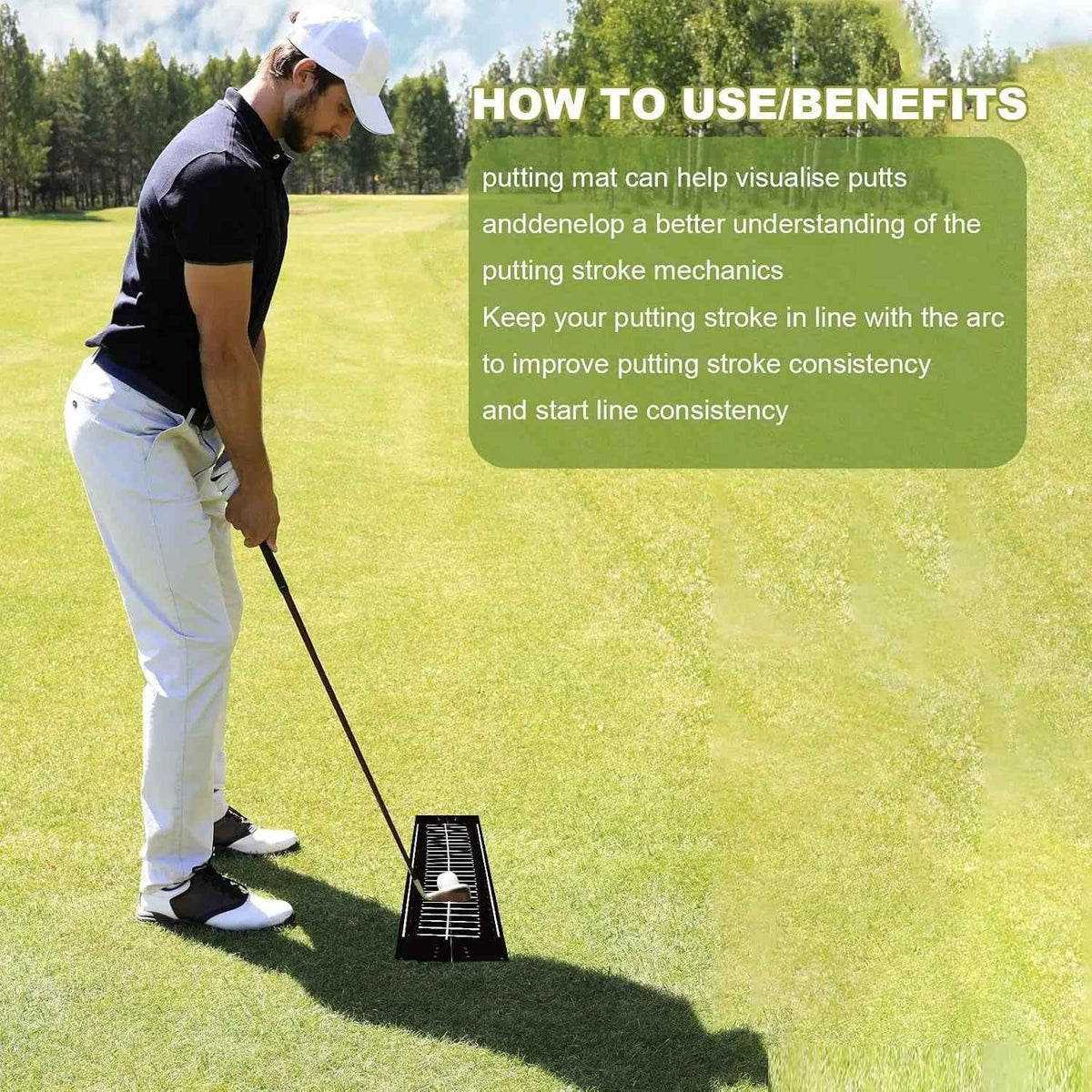 Golf Putting Mat Indoor 30X8.27 Inch Alignment Track - North Fairways