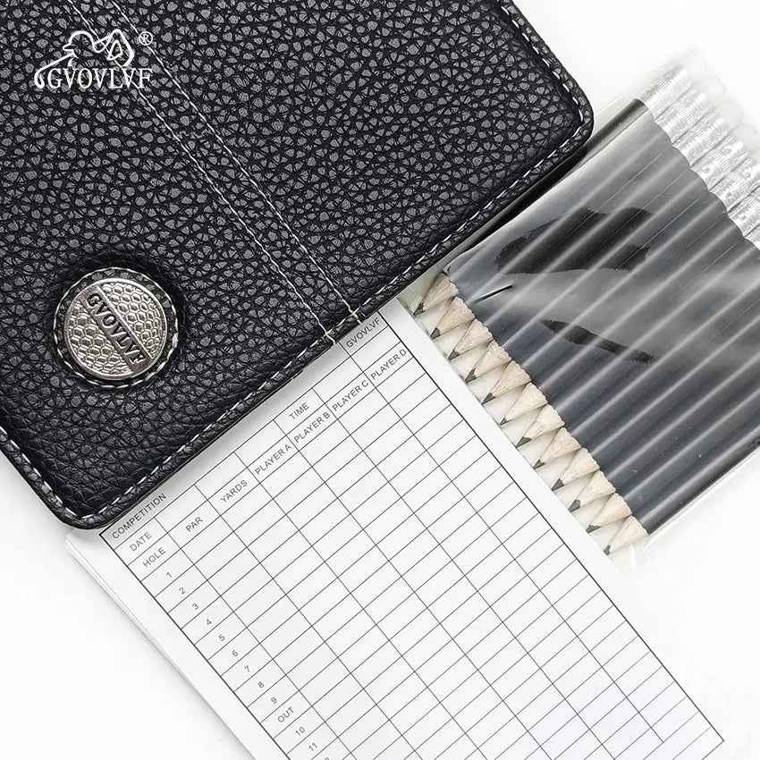 Golf Scorecard Holder with Golf Stat Tracker Sheet Premium Leather Golf Scorecard Book Golf Yardage Book Cover Gifts for Golfers - North Fairways