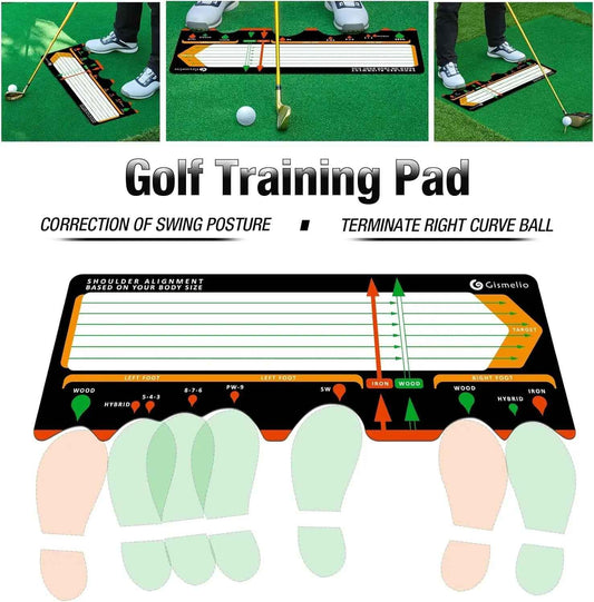Golf Training Mat for Beginners | Posture Assistance and Entry-Level Stance Corrector Trainer with Golf Training Aid and Practice Mats(Black) - North Fairways