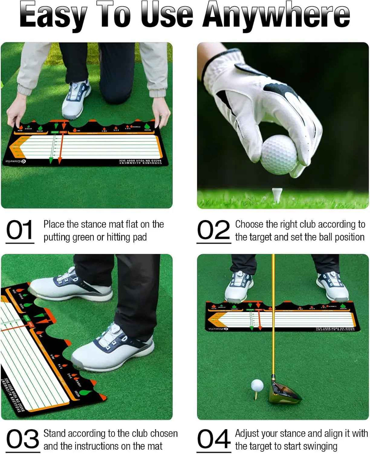 Golf Training Mat for Beginners | Posture Assistance and Entry-Level Stance Corrector Trainer with Golf Training Aid and Practice Mats(Black) - North Fairways