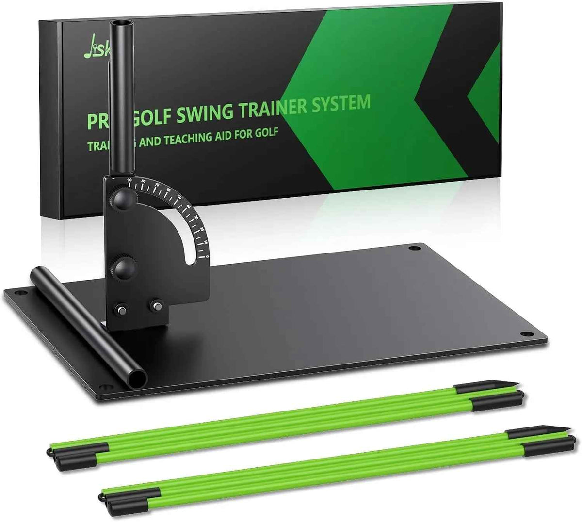 Jsikan Pro Golf Alignment Sticks System with Holder Angle Plate, Golf Trainer Aid Teaching Equipment for Aiming, Putting, Swing, Essentials Golf Gifts Accessories for Men and Women - North Fairways